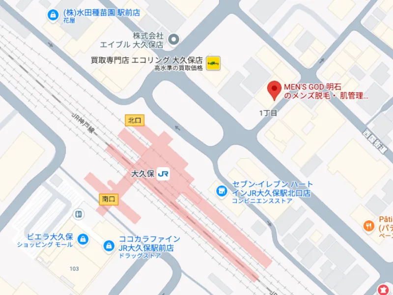 MEN’S GOD 明石のメンズ脱毛・肌管理 地図